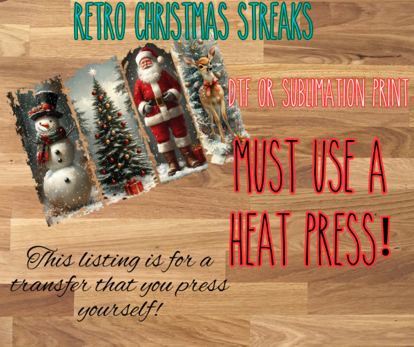 DTF Or Sublimation Print- Retro Christmas Streaks Hot on Sale